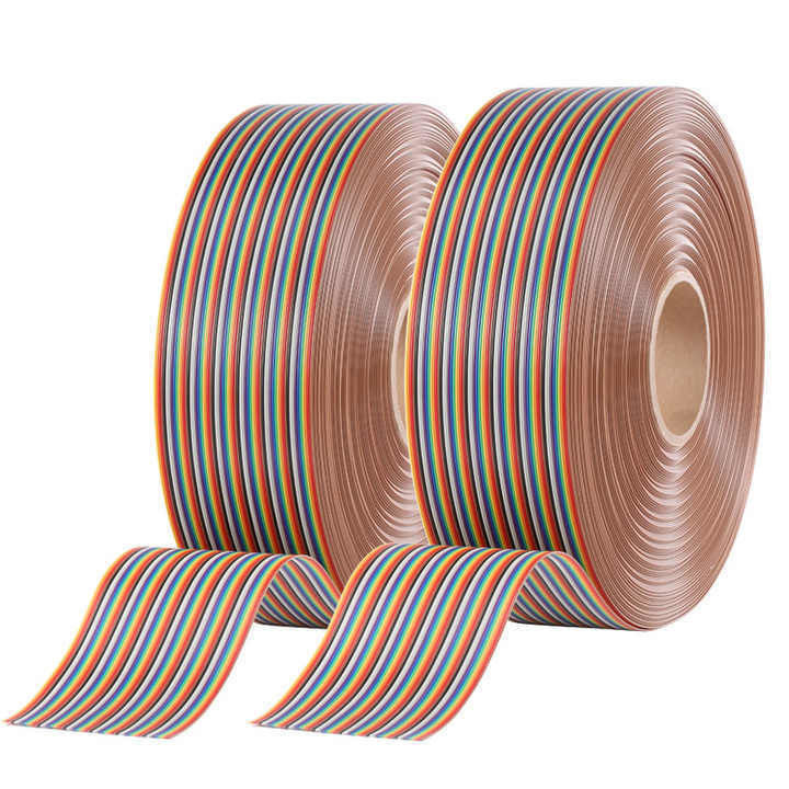 UL2651 28AWG 1.27mm ピッチ 10ピン 12ピン レインボー リボン ハーネス 工業用フラットケーブル