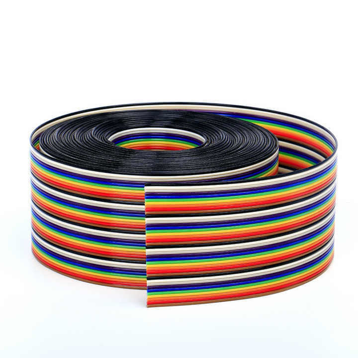 UL2651 28AWG 1.27mm ピッチ 10ピン 12ピン レインボー リボン ハーネス 工業用フラットケーブル