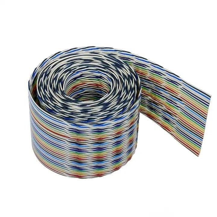 UL2651 28AWG 1.27mm ピッチ 10ピン 12ピン レインボー リボン ハーネス 工業用フラットケーブル