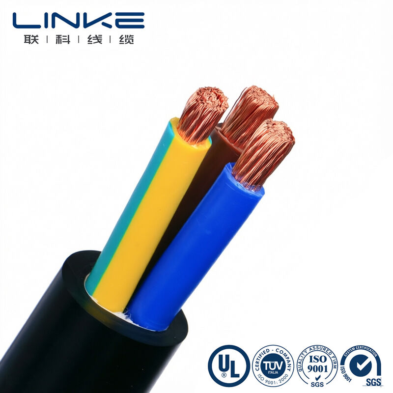 H05VV-F 3コア 6mm 柔軟な電源ケーブル 細角銅導体 PVC 覆い多コア電線
